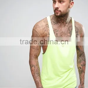Best Price New Design Summer Cool Custom Hi Vis Yellow Color Gym Wear Comfortable 100% Cotton Fashion Men's Sport Tank Vest thumbnail-1