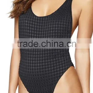 Ladies Navy Textile Cut Out Back One-piece Swimwear thumbnail-2