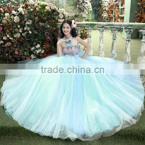 MGOO High Quality Hand Made Fairy Blue Prom Dresses Big Ball Tulle Dress Beautiful Vestidos YDYS15B0016 thumbnail-6