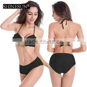 Hot Spring Bikini Swimwear 2017 Swimsuit Lotus Leaf Lace With Steel Swimsuit thumbnail-2