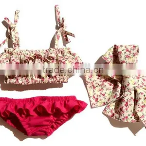 Hot Sale!Baby Girl Swimwear White Polka Dots Clothes Set Yellow Bikini Beauty Product for 0-6 ys Girls thumbnail-4