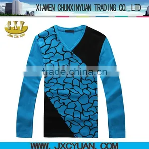 2014 Fashion Men Custom t Shirts With Long Sleeve and V-neck thumbnail-1