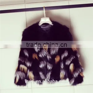 Women Short Fox Fur Coats 2016 Fashion Thick Warm Winter Real Fur Outerwear Female Trendy Elegant Patchwork Natural Fur Overcoat thumbnail-5