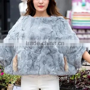 Natural Real Rex Rabbit Fur Pure Color Coat Pullover Women Winter Natural Fur Coats Outerwear thumbnail-4