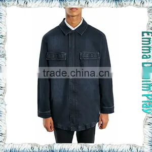 Hot Sales Water Washes Slim Denim Mens Long Jackets Coat thumbnail-1