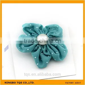 Wholesale Colorful Flower With Beads 5cm Girls Hair Weeding Stain Ribbon Bows thumbnail-2