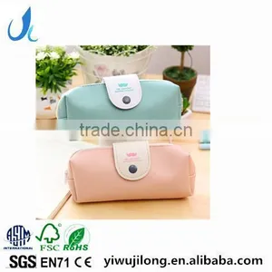 Promotional Cheap Pure Color Beard Printed PU Canvas Stationery Pocket Button Pencil Bag thumbnail-1