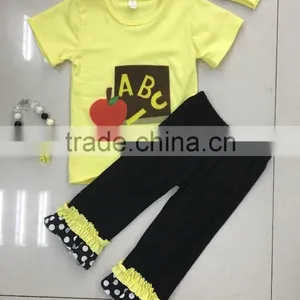 Baby Clothes Set Wholesale Cotton Ruffle Western Outfit Girls Back To School Outfit thumbnail-5