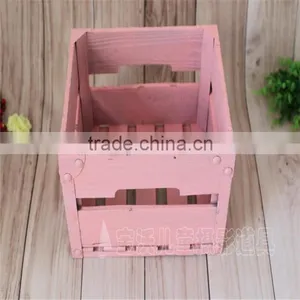 Antique Baby Wooden Bed Pink Sturdy Slat Wood Bucket Photograpy Props Newborn thumbnail-1