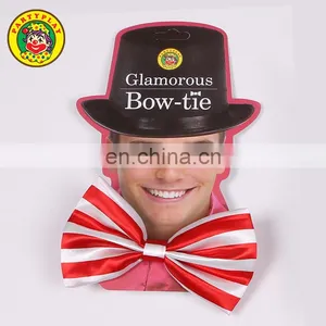 Red and White Striped Silk Bow Ties for Men thumbnail-1
