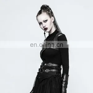 Punk Rave Gothic Black Chest Harness-top S-221 thumbnail-2
