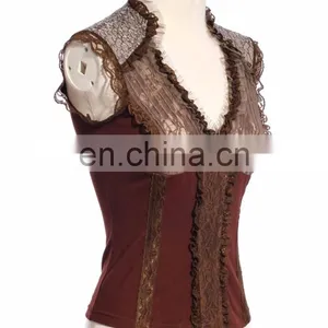 Steam Punk Sleeveless V-cut Lace Top thumbnail-3