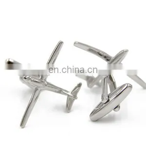 Silver Airplne Shape Cufflink, Custom Make Cufflink,ainz Alloy Silver Aircraft Design Cufflinks and Tie Clip as per Your Own l thumbnail-3