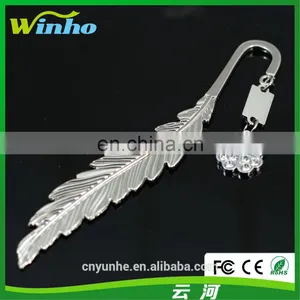 Winho Silver Plated Feathers Shaped Four-leaf Clover Pendant Hook Reading Bookmarks thumbnail-1