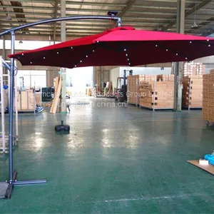 3 m Full Iron Solar Led Lights Banana Umbrella Beach Umbrella Custom Outdoor Patio Umbrellas thumbnail-1