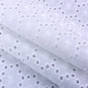 White 100% Cotton Swiss Voile Lace Custom Fabric Embroidery thumbnail-1