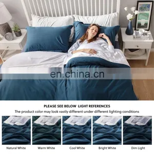 High Quality Navy Winter Plain 100% Polyester King Brushed Duvet Cover Set thumbnail-3