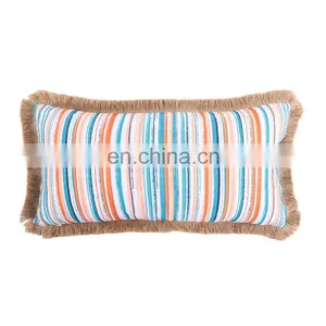 High Quality Summer Holiday Decorative Fruit Pattern Customized Striped Spun Jute Outdoor Cushion Pillow thumbnail-7