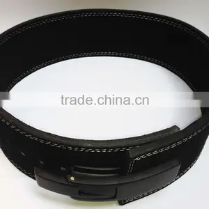 Professional Fitness Weightlifting Power Gym Belt Lever Genuine Leather Belt 4" Black Buckle New thumbnail-3