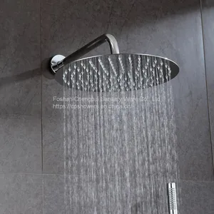 Super Slim Shower Set With Round Ultra Thin Shower Head Shower Arm Mixer Hanheld Showerhead thumbnail-2