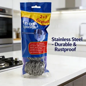 Wholesale 3pcs Pack Stainless Steel Scourer﻿ High-Quality Steel Wool Scrubber thumbnail-1