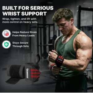 Grips Wrist Wraps for Weightlifting | Weight Lifting Wrist Straps for Weightlifting | Extra Strength Gym Wrist Wraps thumbnail-3