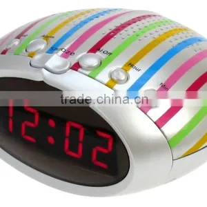 Multicolor Strip AM FM Dual Alarms Clock PLL Radio thumbnail-2