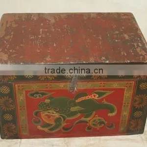 VINTAGE MONGOLIAN FOO DOG TRUNK Memory Box Hope Chest thumbnail-1