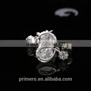 18K White Gold Filled Hot Cubic Zircon Women Earrings Dangler Bali Jewelry thumbnail-3