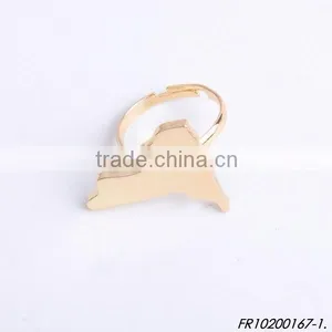 Shiny Gold and Shiny Silver Plating Adjustable Different States of Usa Map Rings thumbnail-3