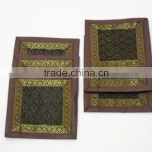 Indian Silk Table Runner With 6 Place Mats & 6 Coaster in Green Color Size 16*62 thumbnail-4