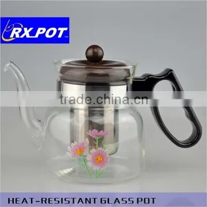 Creative Life Series - Glass Tea Pot + Tea Infuser Strainer ,Lead-free Heat-resistant Borosilicate Glass 600B/1400B/2000B thumbnail-2