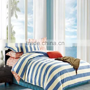 100% Cotton Fabric Pigment Print Stripe New Design Bright Color Bed Sheet Set thumbnail-1