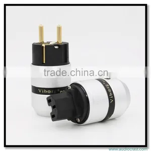 OEM/ODM Viborg Audio Aluminum Gold Plated Schuko Power Plug Connector+IEC Female Plug thumbnail-1