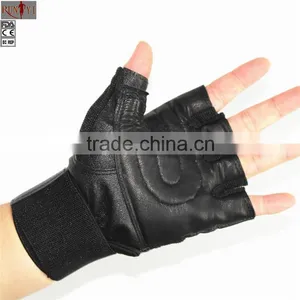 Real Leather Fingerless Bikes Cycling Gym Wheelchair Gloves thumbnail-5