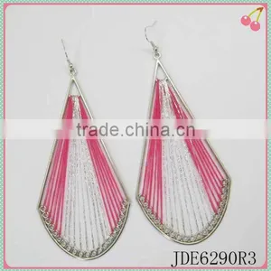 Fshion Handmade Silk Thread Earrings in Rose Color thumbnail-1