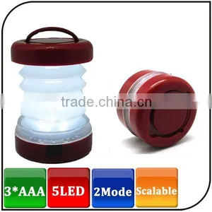 Waterproof ABS 2mode 5LED AAA Battery Portable Light Hand Lantern Mini Led Tensile Camping Lamp thumbnail-1