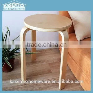 Natural Color Bent Plywood Stool Bent Wood Round Stool thumbnail-1