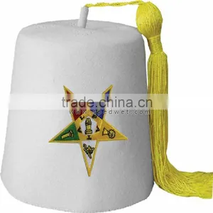 Plain Oes Star Fez Hats Without Oes Letters Embroidery | Wool Cap Hat Plain With Star | OES Fezzes White thumbnail-1