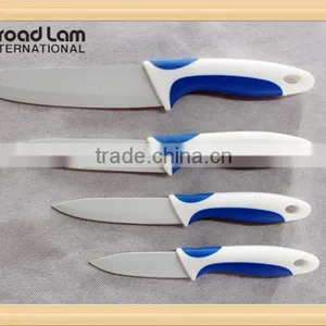 (NEW) 4pcs Ceramic Coating Stainless Steel Knife Set White Blade 3"+4"+5"+6" Double Color Handle thumbnail-1