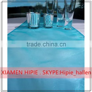 Hot Sale Cheap Blue Organza Table Runners for Round Tables thumbnail-1