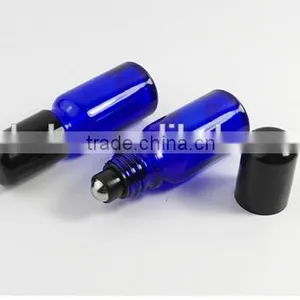 10ml Perfume Roller Ball Bottle Blue Glass Stainless Steel Bead Bottle thumbnail-2