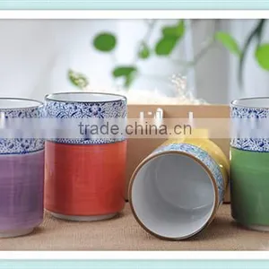 300ml Ceramic Japanese Colorfull Arrange Cup With Double Pattern thumbnail-1