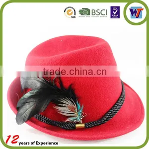 Ladies Fashion Pure Colour Cap Design Wool Felt Sombrero Hats With Silk Ribbon thumbnail-6