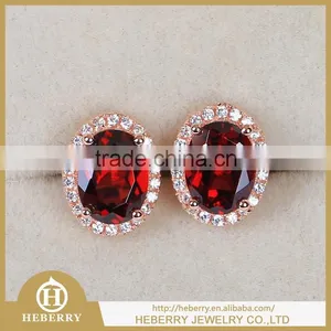 Luxury Red Garnet Stud Earrings Best Gifts to Friend thumbnail-1