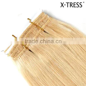 Natural Texture and Look European American 16" Silk Straigh Color 613 Human Hair Extension Weaves for White Women thumbnail-4