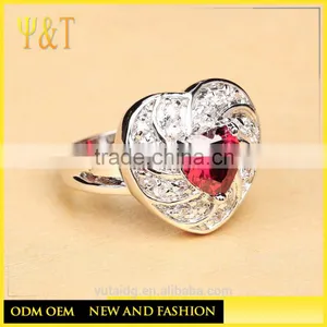 Jingli Jewelry Heart Shaped Silver Ring With Ruby (YJ-809) thumbnail-4