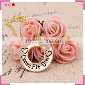 Personalized Name Necklace Cross Fit Girl, Circle Imitation Gold Chain Necklace thumbnail-1