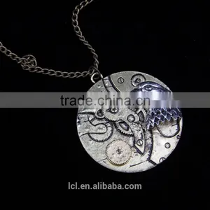 New Arrival Steampunk Round Cameo Shape Eagle Head Gear Steam Pendant Statement Necklace 2015 Yiwu Fashion Jewelry Hot Sale thumbnail-1