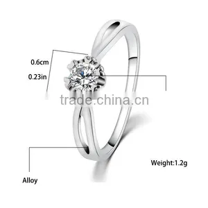 Lucury Plating New Fashion Wedding Diamond Platinum Rings thumbnail-2